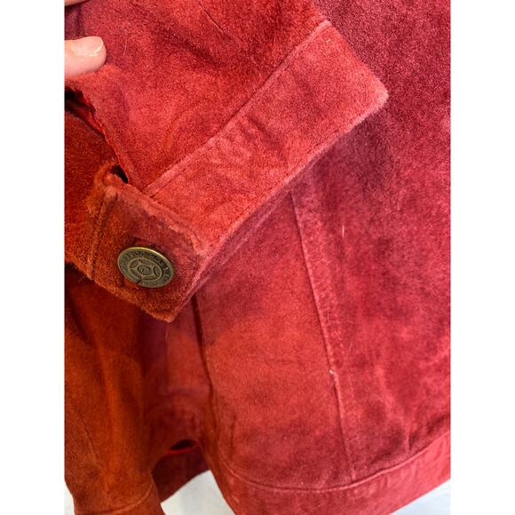 For Joseph Red Burgundy Suede Button Closure Lightweight Women’s Jacket Sz Lg - Picture 6 of 11
